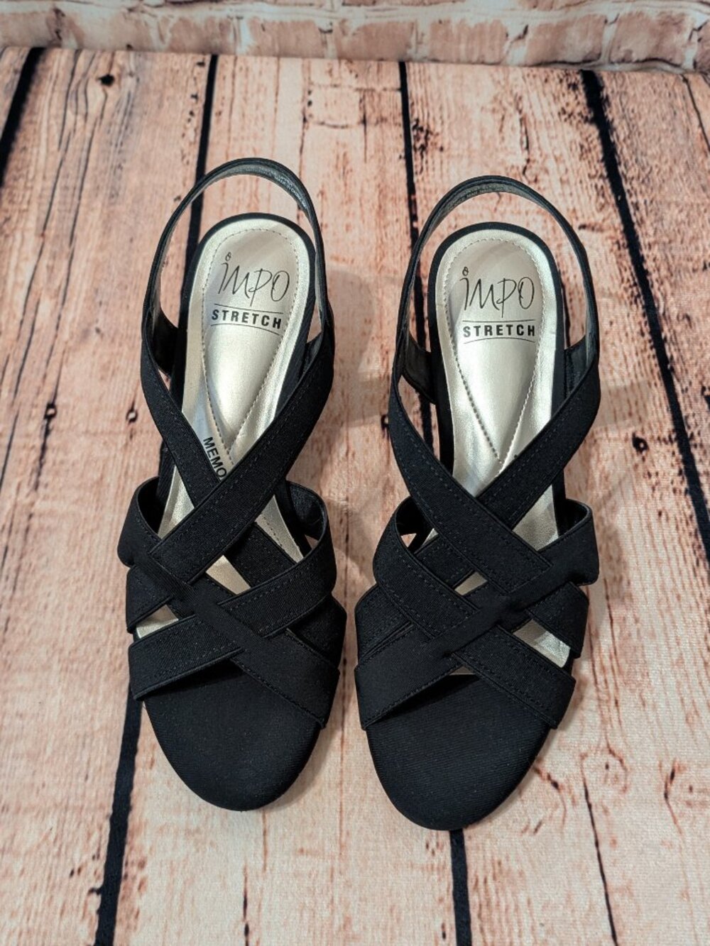 Impo Stretch Memory Foam Black Crisscross Slingback Sandals Size 7.5M - Picture 7 of 15